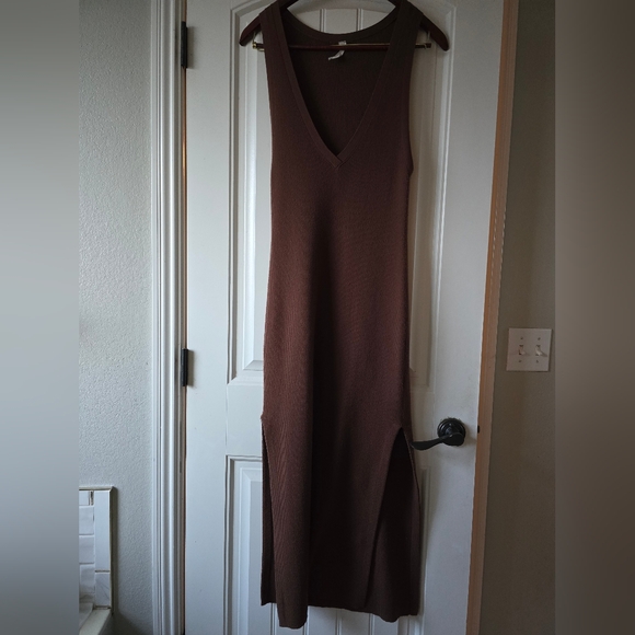 🤎✨ Anthropologie Daily Practice Ribbed V-Neck Sleeveless Sweater Vest Dress XS - Picture 12 of 13